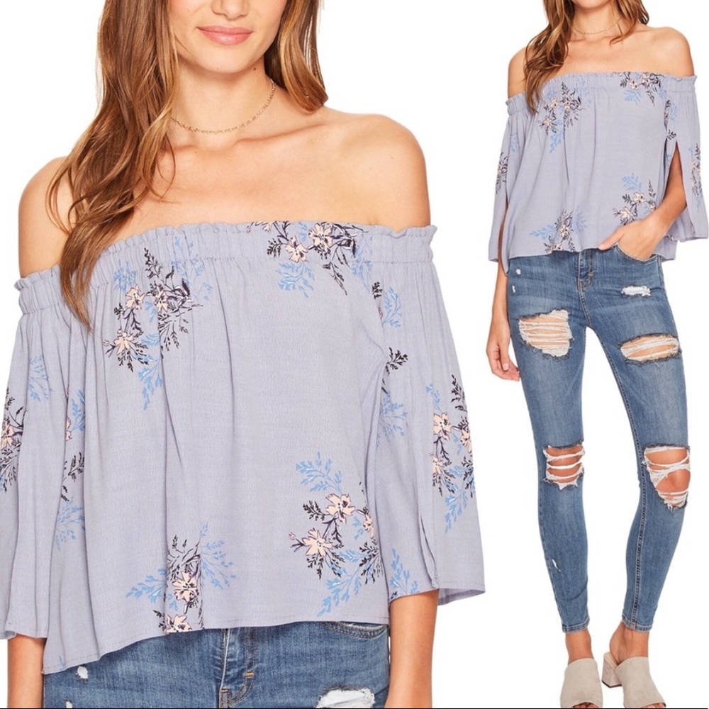 Revolve ASTR Floral Off the shoulder Blouse - Picture 1 of 6